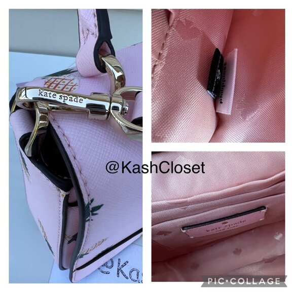 Kate Spade crossbody top handle purse pineapple print square pink multi - Picture 12 of 12